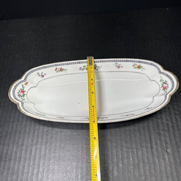 Vintage Hand Painted Nippon Porcelain Oblong Celery Dish  11 1/2 inches long - Picture 4 of 7
